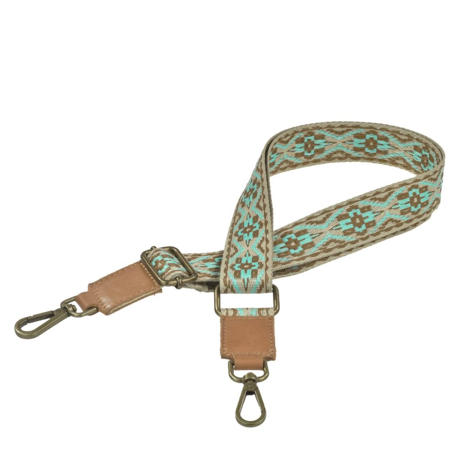 Schultergurt Damen Textil Leder nougat braun Gitarrengurt-Stil | Greenburry Colombiana Ersatzgurt für Alltag Freizeit Tasche 2522