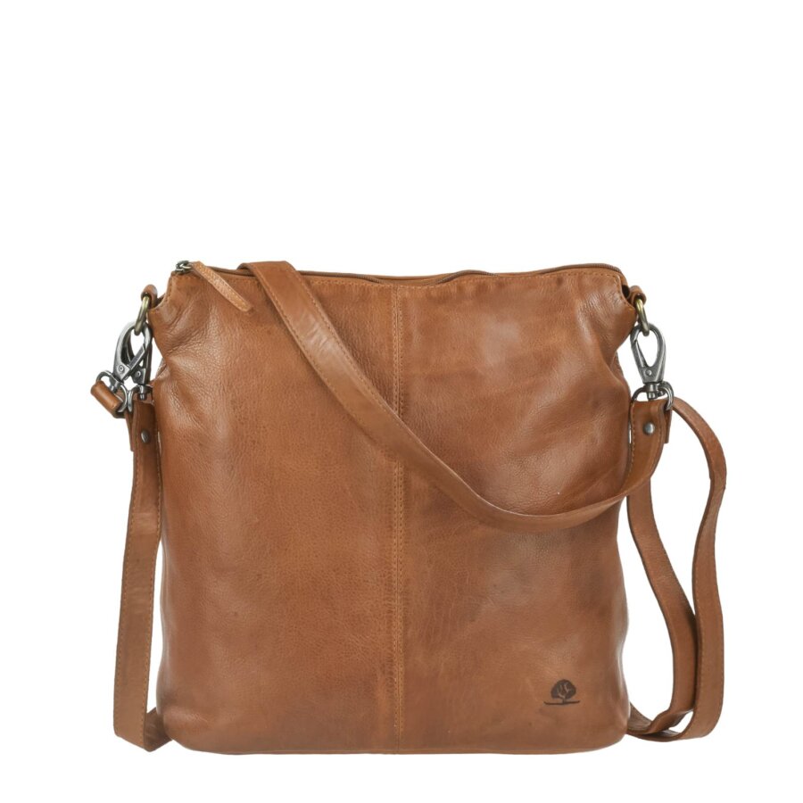 Beuteltasche Damen Leder braun mit dualem Wechsel-Tragesystem | Greenburry Torro Lavado Hobo Bag für Alltag Freizeit Reise Stadt 1325-24