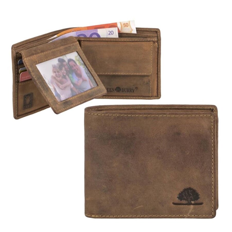 Kompaktes Portemonnaie Herren Leder antikbraun | Greenburry Vintage Original 1676-25
