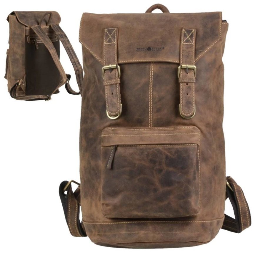 Rucksack Leder 27x43cm 'Vintage' antikbraun 1689-25 | Greenburry.de