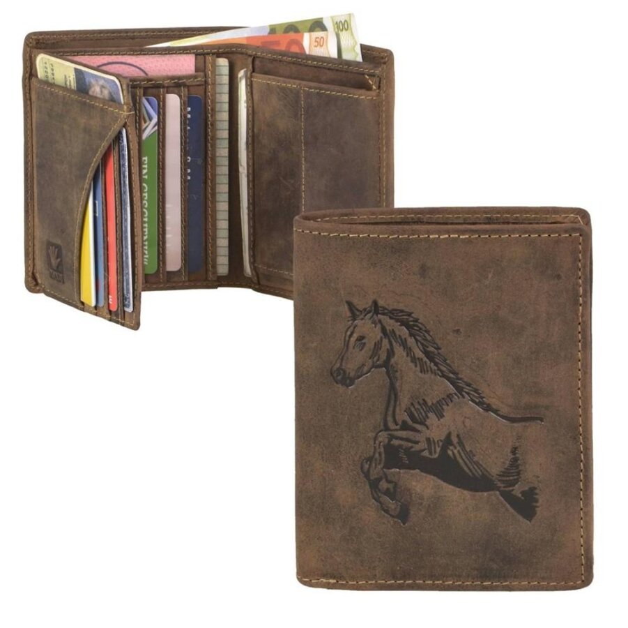 Portemonnaie Herren Leder mit Pferde-Prägung | Greenburry Vintage Original 1701-HORSE-25