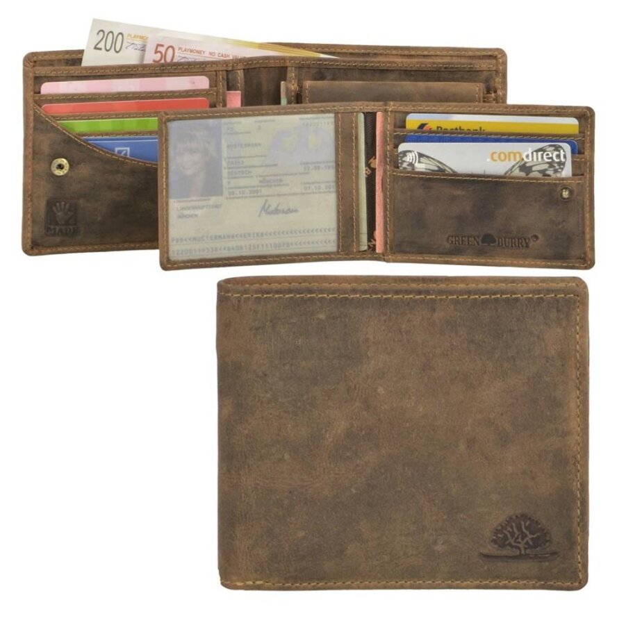 Herren Portemonnaie Leder antikbraun mit Ausweisetui | Greenburry Vintage Original 1702-25