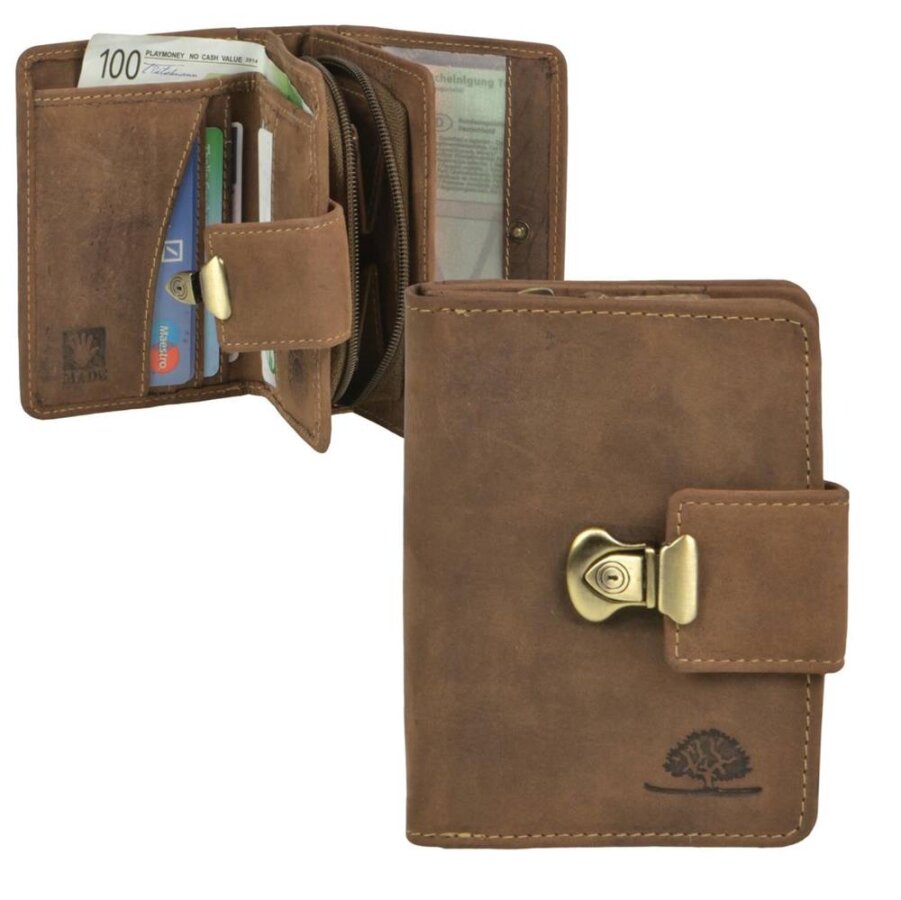 Schlossbörse Damen Leder antikbraun | Greenburry Vintage Original 1704-25