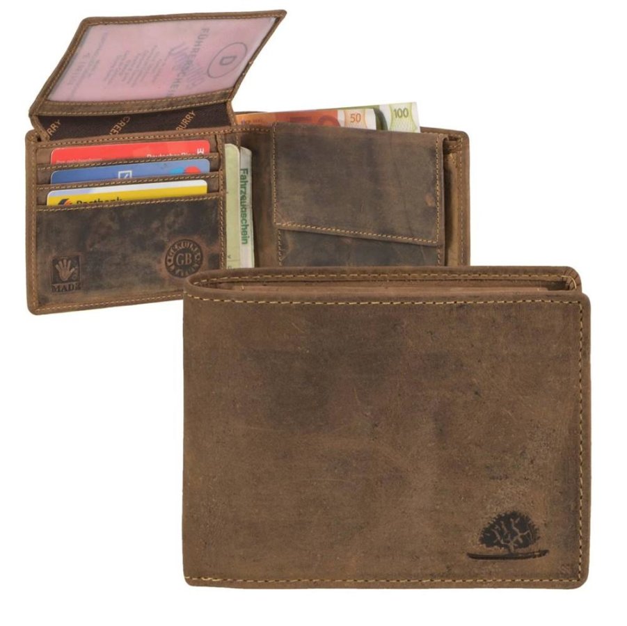 Geldbörse Leder 12x9cm quer 'Vintage' antikbraun 1705-25 | Greenburry.de