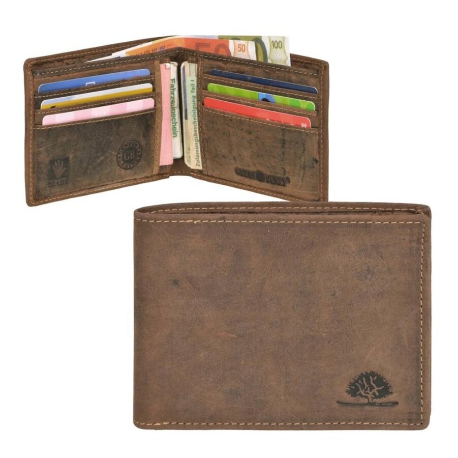 Portemonnaie Herren flach & ohne Münzfach Vintage Original – Leder antikbraun. Edler Geldbeutel ohne Kleingeldfach für die Hosentasche.