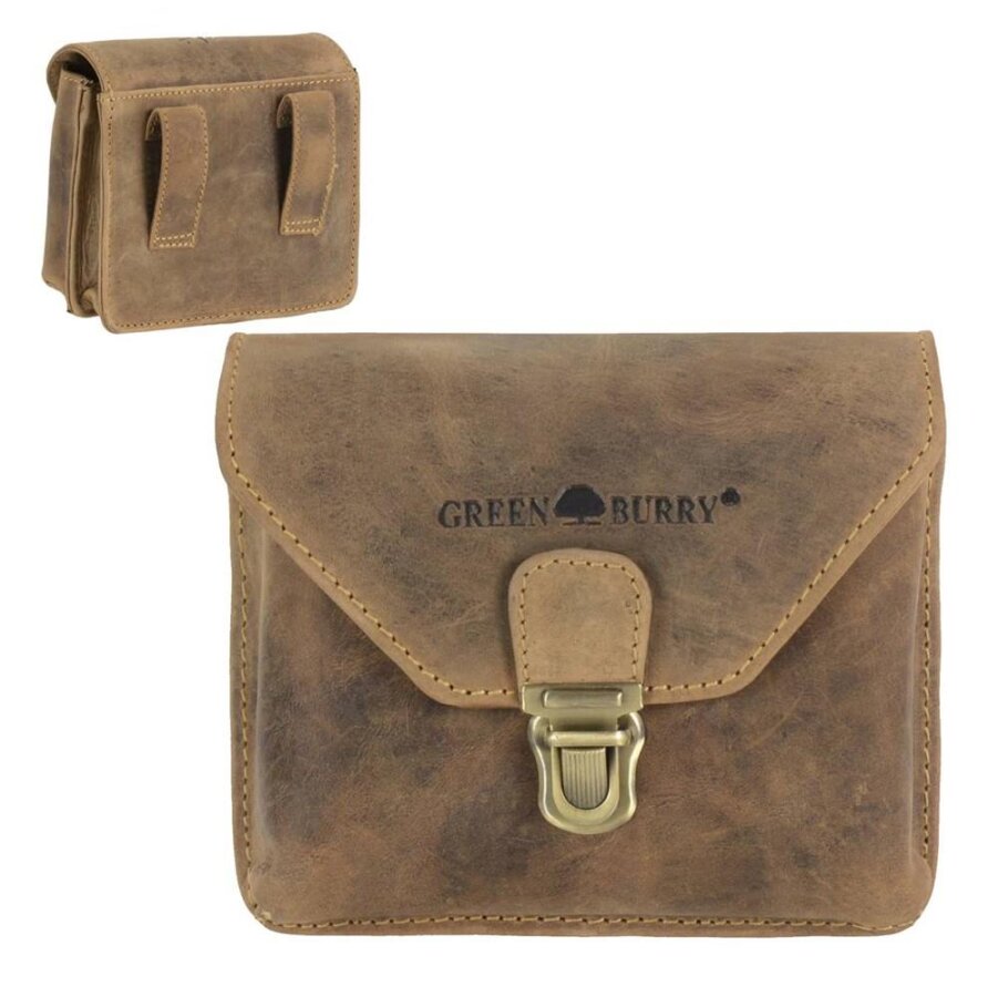 Gürteltasche Herren Leder braun mit Steckschloss | Greenburry Vintage Bauchtasche für Reise Freizeit Wandern Hobby 1754V