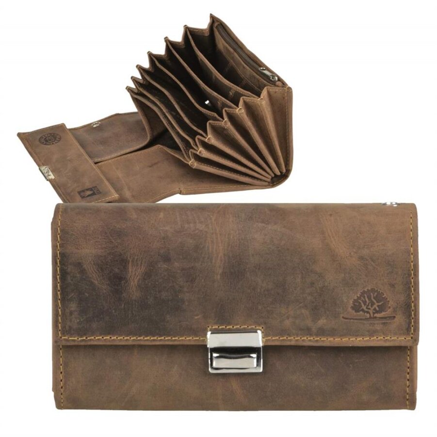 Kellnerbörse Unisex Leder antikbraun 6 Scheinfächer | Greenburry Vintage Bedienungsbörse für Gastronomie, Service & Restaurant 1785A