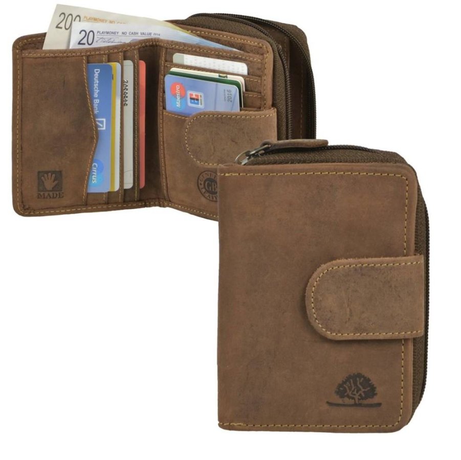 Greenburry Geldbörse Damen Leder 9x12cm mit Riegel 'Vintage' antikbraun 1792-25