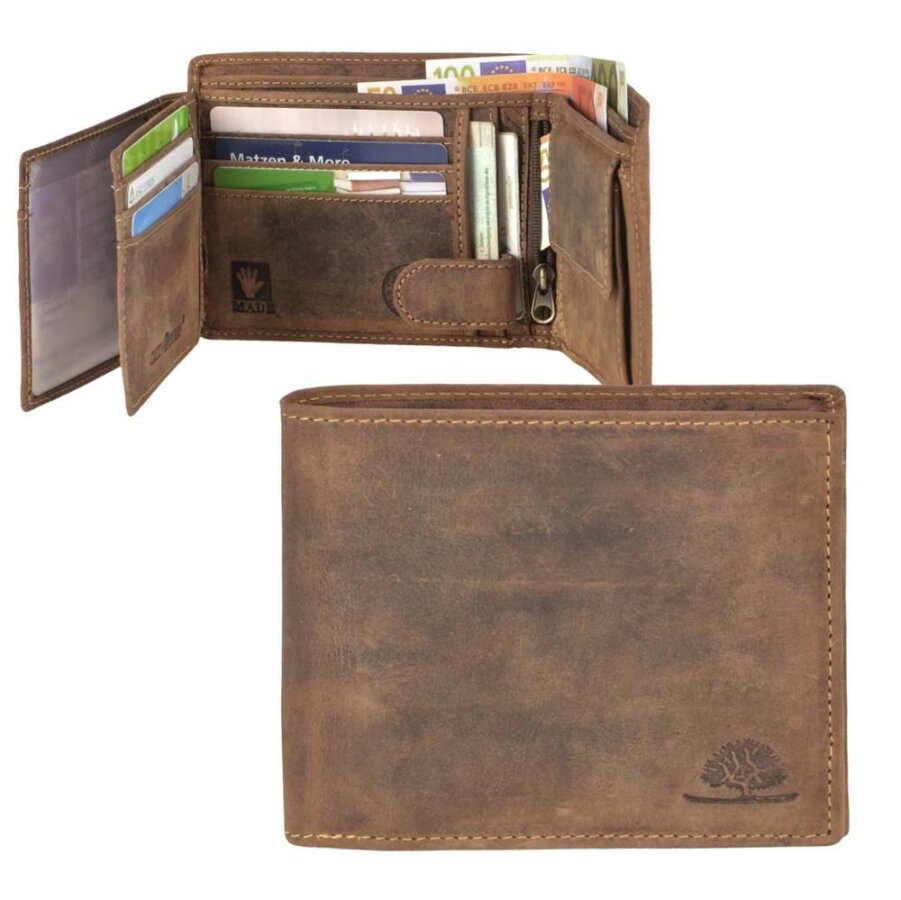 Querformat Portemonnaie Herren Leder antikbraun | Greenburry Vintage Original Geldbörse 1796-25