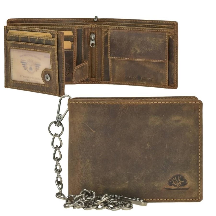 Geldbörse Leder 12x10cm mit Kette 'Vintage' antikbraun 1796-S | Greenburry.de