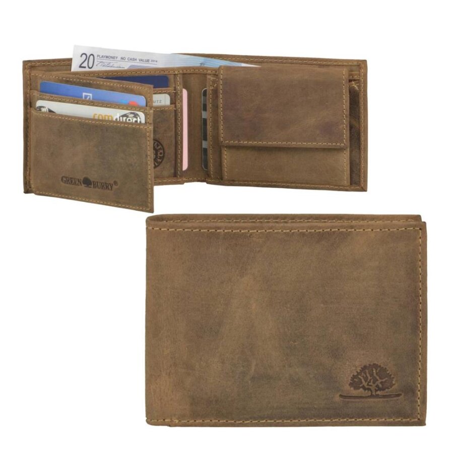 Kompaktes Portemonnaie Herren Leder antikbraun | Greenburry Vintage Original Geldbörse 1799-25