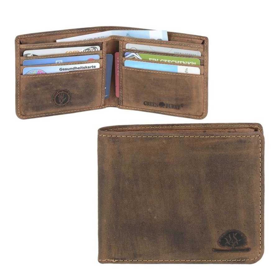 Geldbörse Leder 11x9cm ohne Münzfach 'Vintage' antikbraun 1615-25 | Greenburry.de