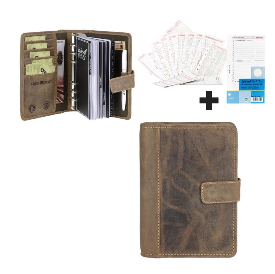 Terminplaner A6 Leder Terminkalender Kalender Damen Herren 14x19cm 'Vintage' antikbraun 1787B-25 | Greenburry.de