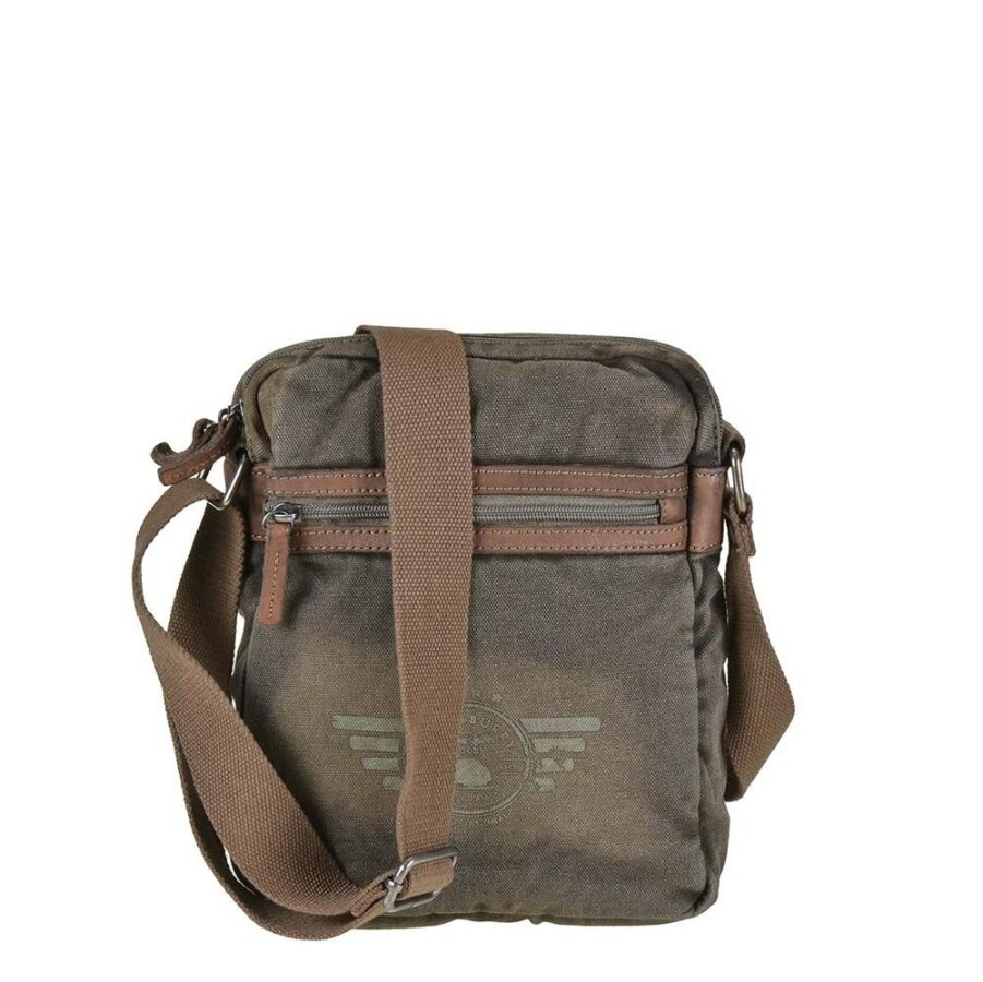 Greenburry Umhängetasche Herren Tablet-Fach Aviator – Canvas khaki. Trendige Messenger Bag im Military Style online kaufen. Schneller Versand!