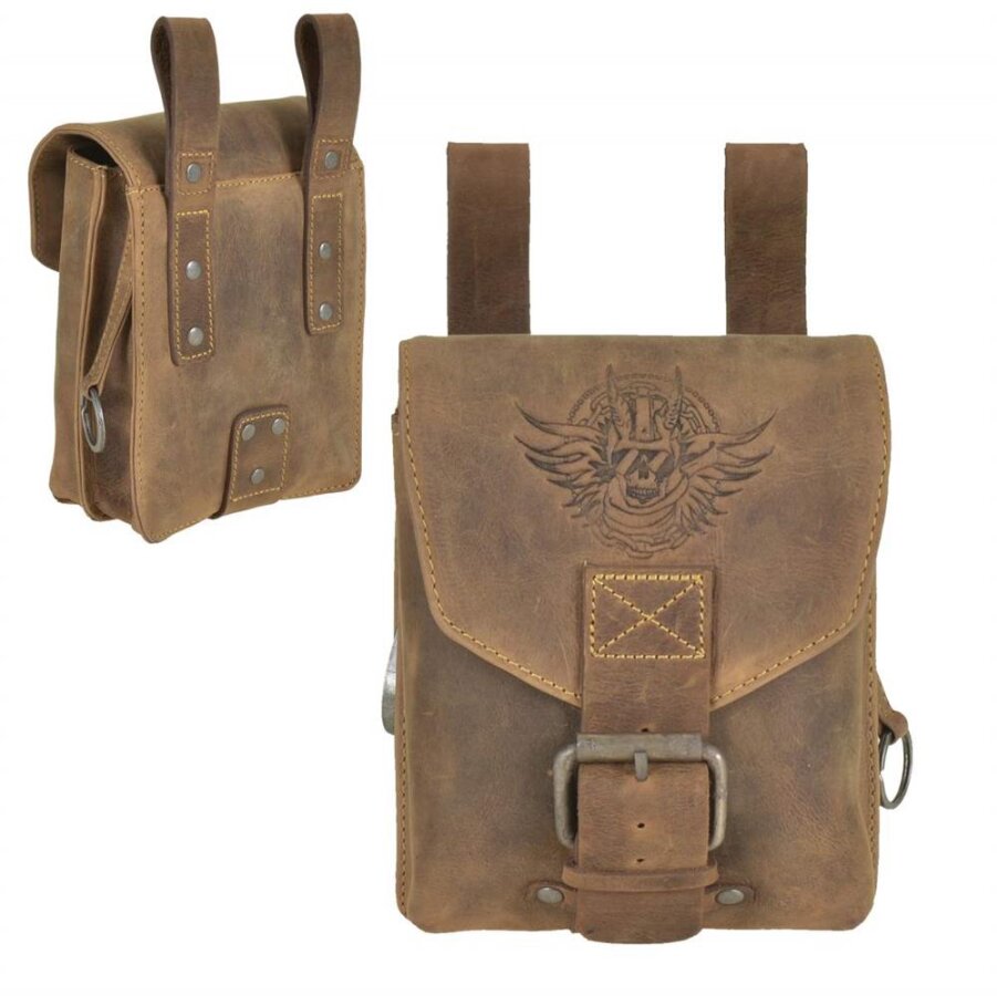 Biker-Gürteltasche Leder antikbraun Rollenschloss | Greenburry Vintage Biker Gürteltasche Rolf für Gürtel 1754HM-25