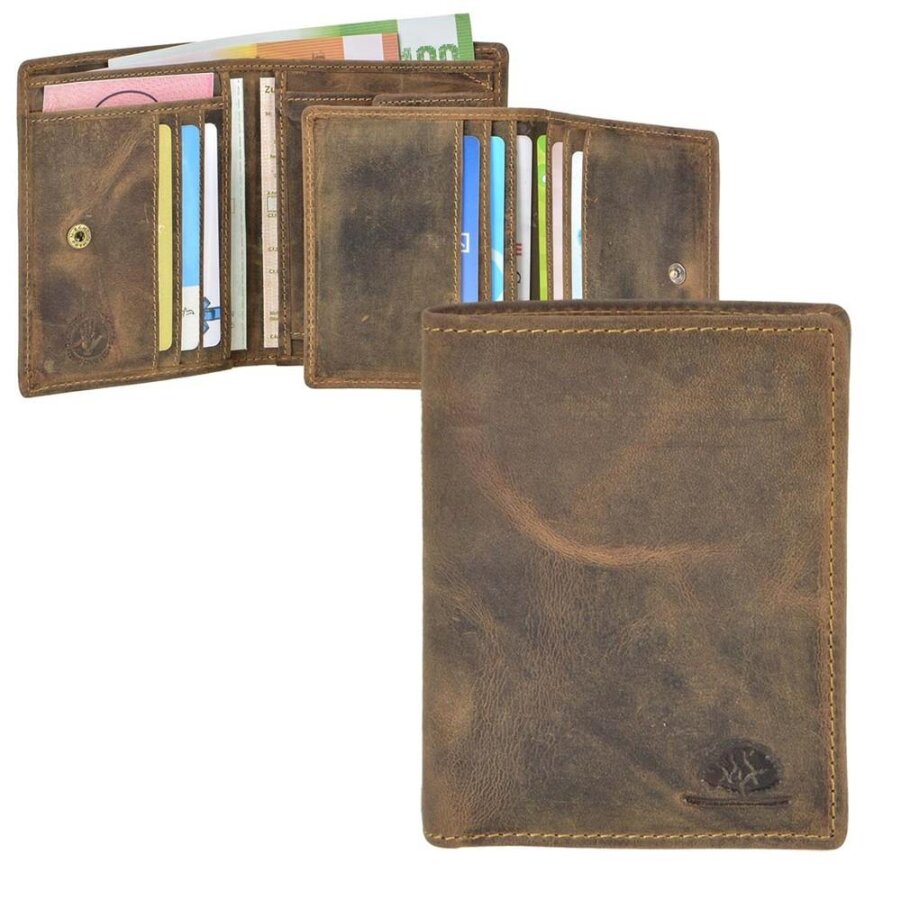 Greenburry Portemonnaie Herren herausnehmbares Ausweisetui Vintage Original – Leder antikbraun. Funktionaler Geldbeutel für Ordnung und Flexibilität.