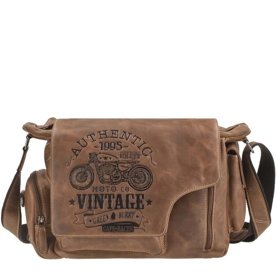 Umhängetasche Leder 41x28cm Cafe Racer 0831 | Greenburry.de