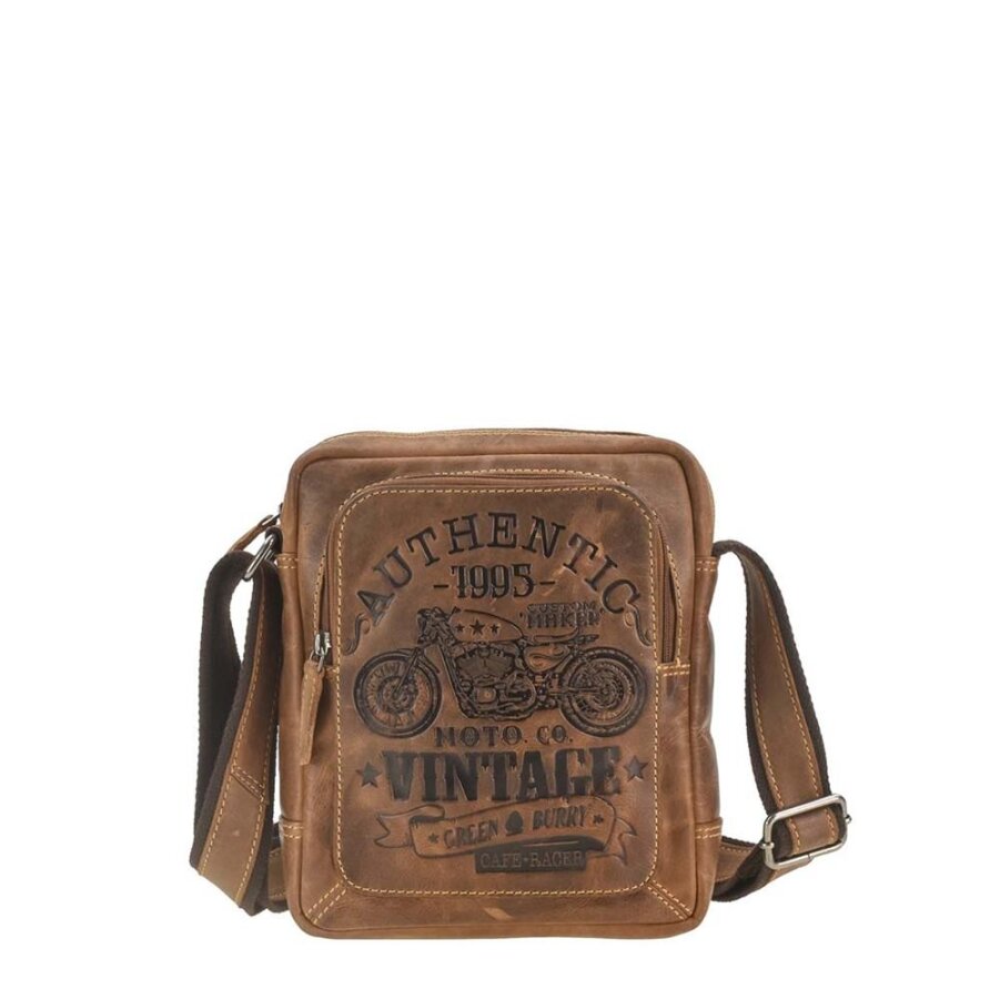 Umhängetasche Leder 22x24cm Cafe Racer 0832 | Greenburry.de