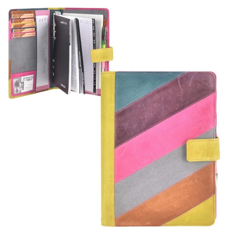 Terminplaner Leder A5 19x25cm mit Riegel 'Candy Shop' bunt 871-77 | Greenburry.de