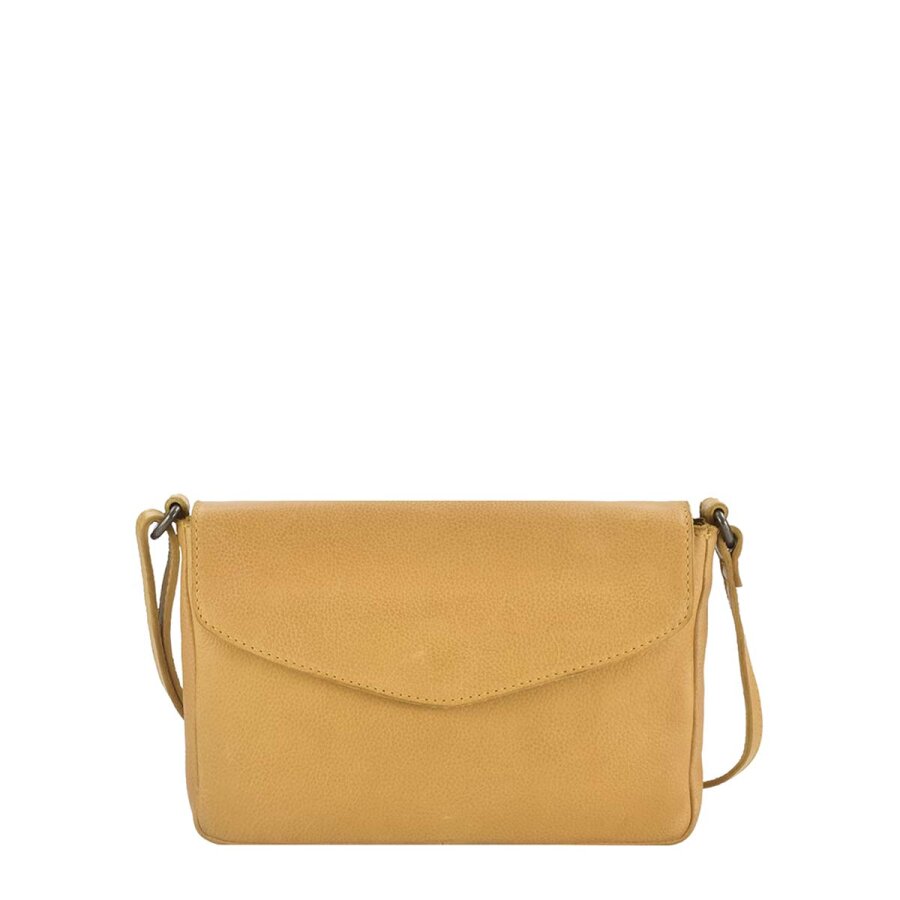 Überschlagtasche Damen gelb weich klein | Greenburry Soft Washed FlapBag S Schultertasche yellow 2952-45