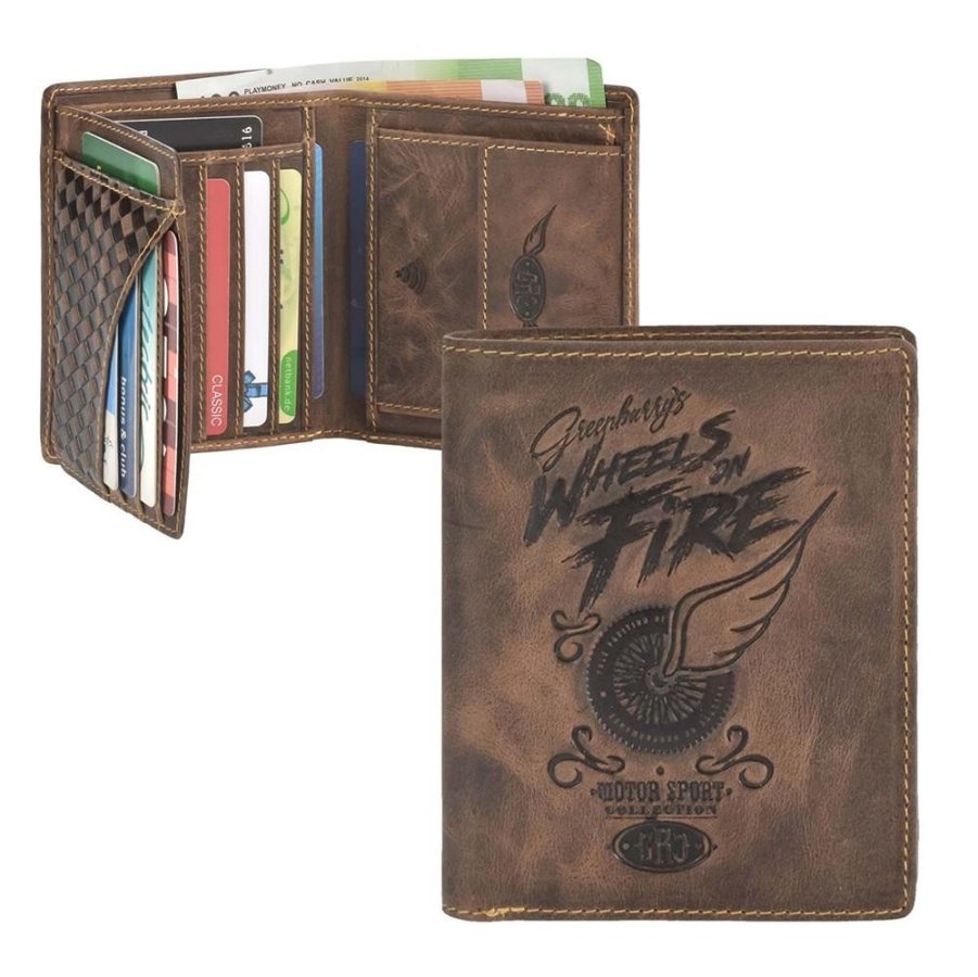 Geldbörse Leder 10x12cm Richmond 'Racing Collection' antikbraun | Greenburry.de
