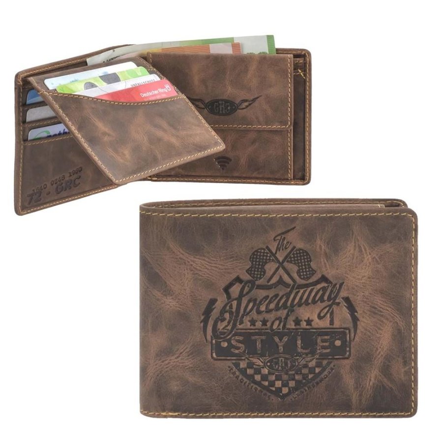 Geldbörse Leder 12x9cm Daytona 'Racing Collection' antikbraun | Greenburry.de