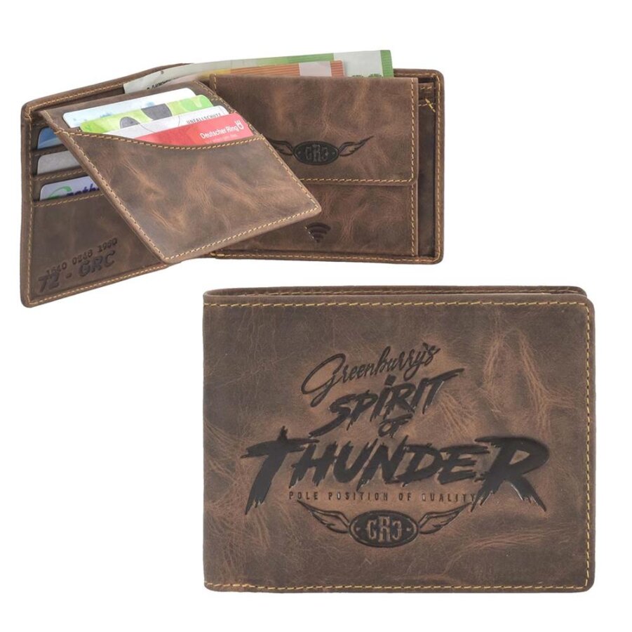 Geldbörse Herren Leder braun RFID-Schutz Racing-Prägung | Greenburry Darlington Racing Collection Portemonnaie Vintage 0844-25
