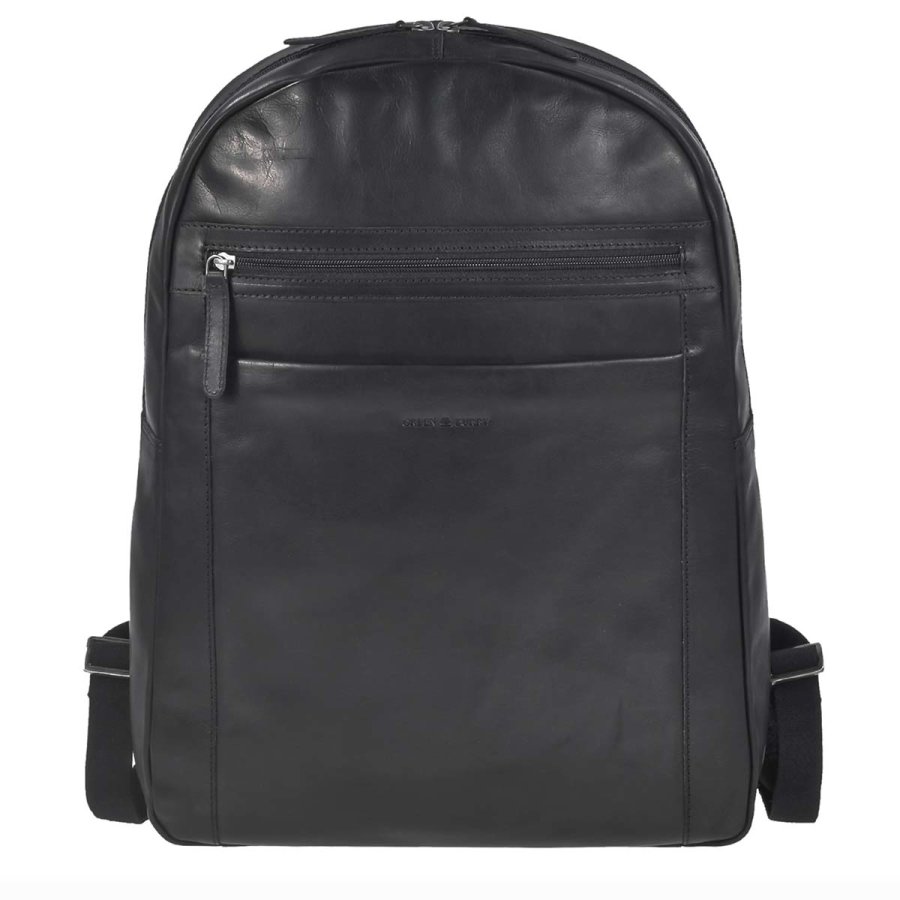 Rucksack Leder 34x46cm Pure Black 1100-20 | Greenburry.de