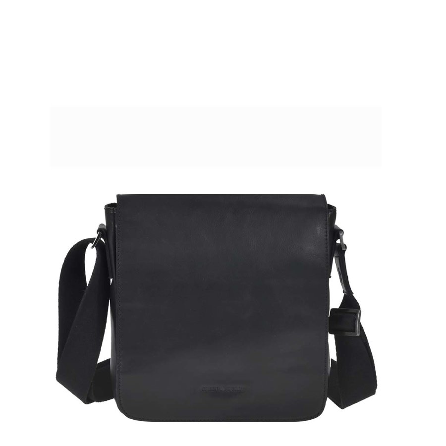 Umhängetasche Leder 24x23cm Pure Black 1102-20 | Greenburry.de