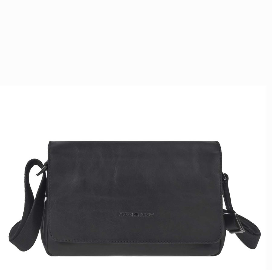 Umhängetasche Leder 23x15cm Pure Black 1110-20 | Greenburry.de
