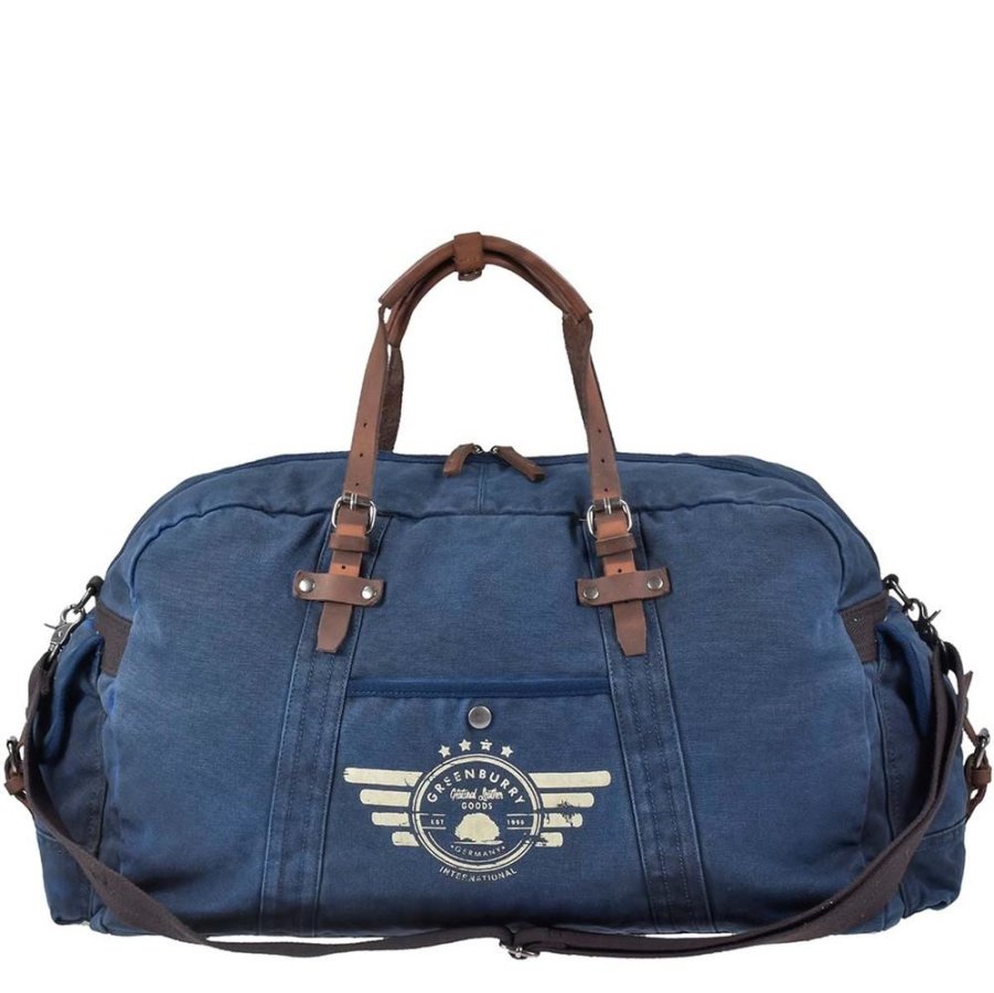 Greenburry Reisetasche Herren Canvas 65x32cm 'Aviator Blue Edition' blau, Sporttasche, Weekender