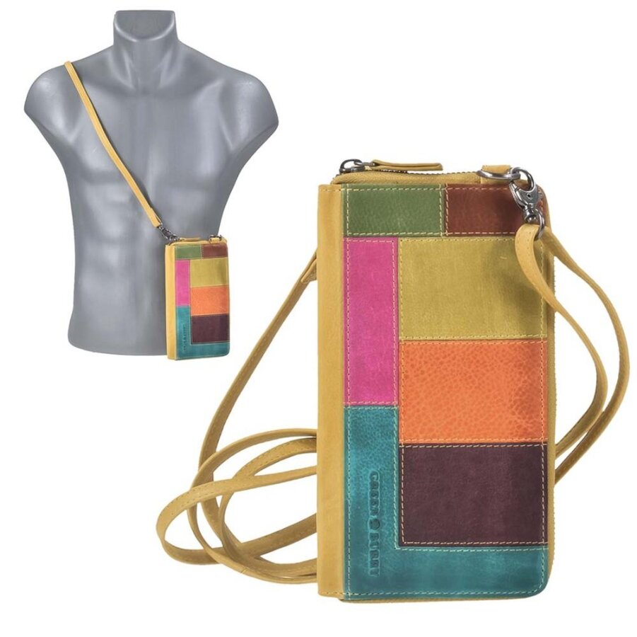 Handy-Umhängetasche Damen Leder bunt abnehmbarer Schultergurt | Greenburry Candy Shop Handytasche für Reise Freizeit Shopping 873-77