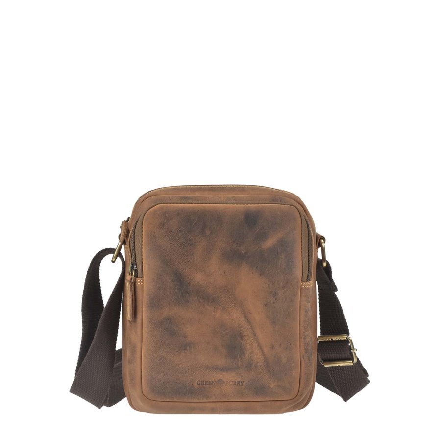 Umhängetasche Leder 21x25cm Vintage 1555 | Greenburry.de
