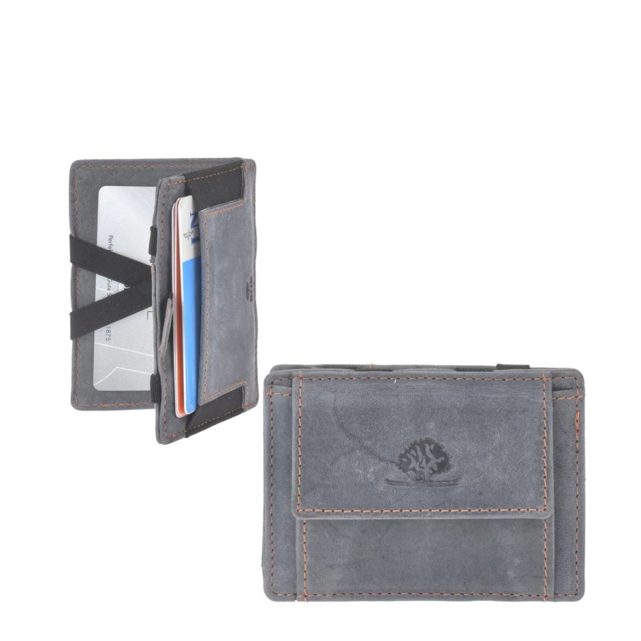 Magic Wallet Portemonnaie Leder 10x7cm mit Münzfach 'Vintage' blau 1608A-27 | Greenburry.de