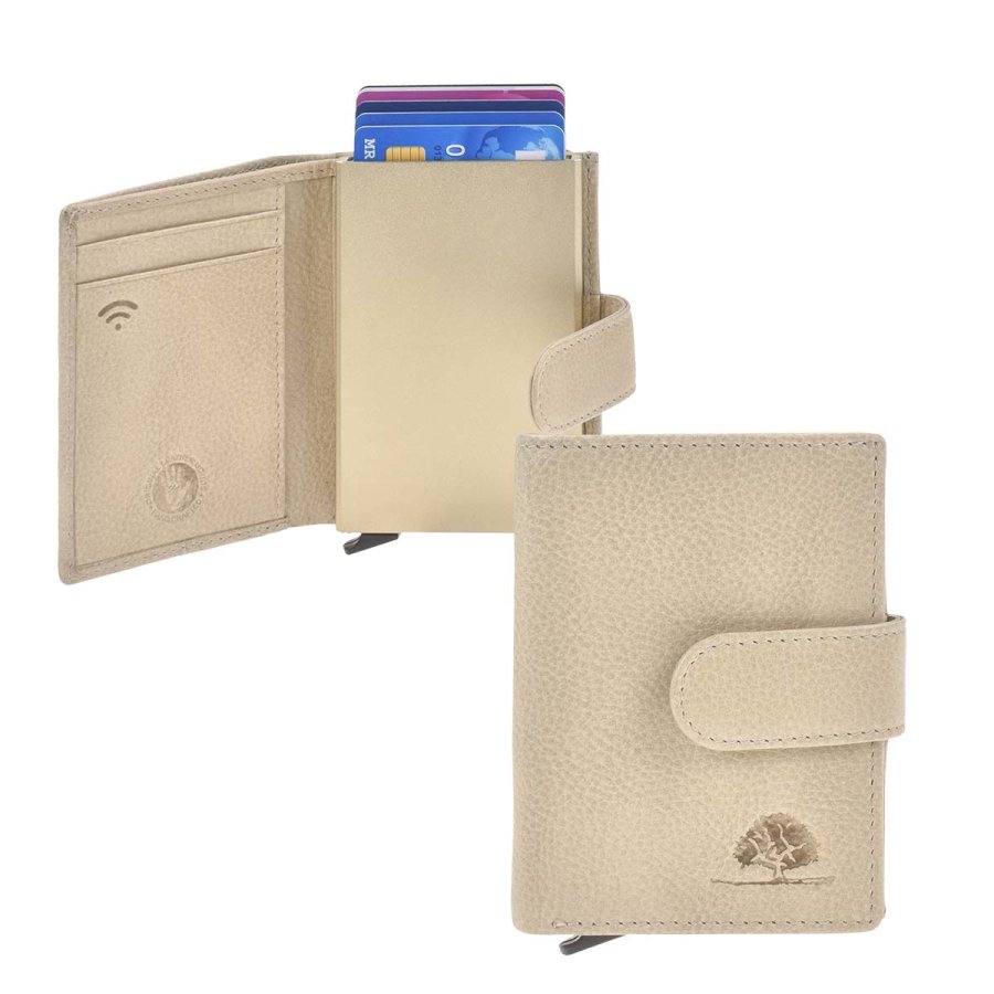 Karten Portemonnaie Leder mit Münzfach und Scheinfach 'Kings Nappa' creme 1150 | Greenburry.de