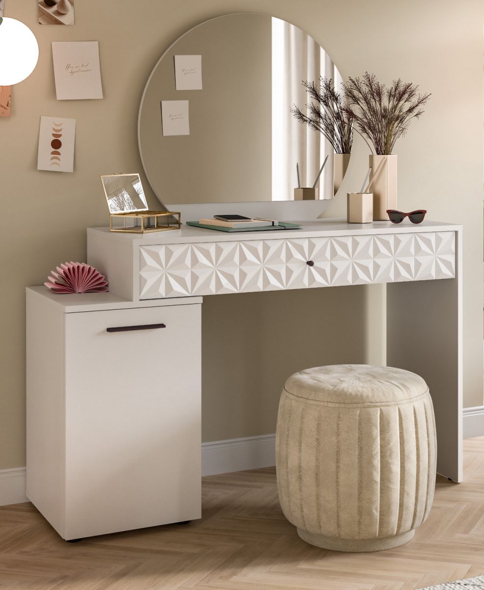 Schminktisch Relief in weiß Hochglanz 117 cm