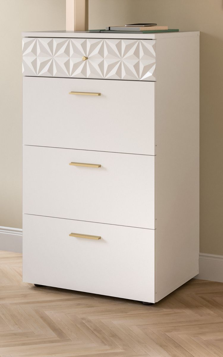 Kommode Relief in weiß Hochglanz 53 x 92 cm