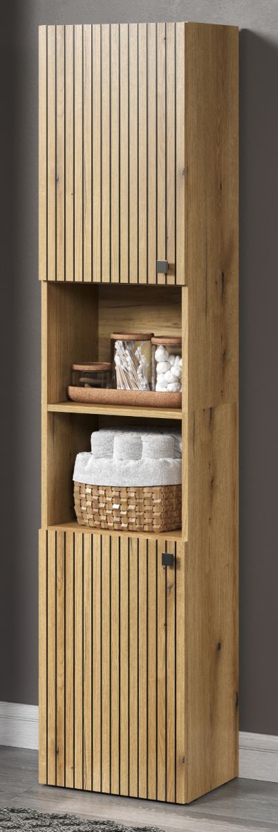 Badezimmer Hochschrank Bliss in Evoke Eiche 40 x 186 cm