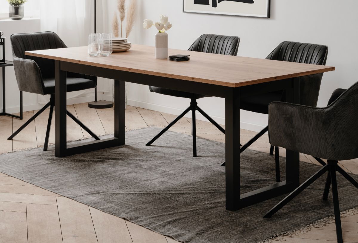 Esstisch Malta in Artisan Eiche und Anthrazit ausziehbar 200 - 240 x 90 cm