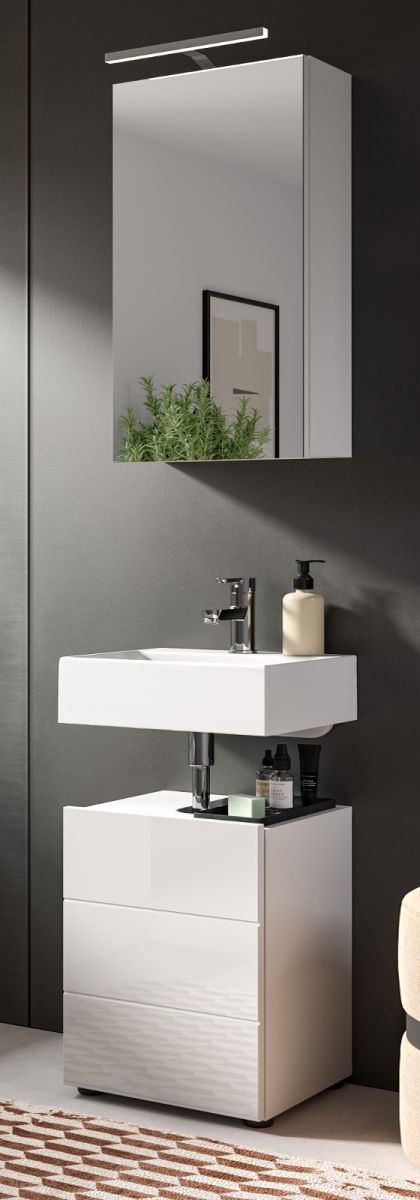 Badmöbel Set 2-teilig Larik in weiß Hochglanz 38 x 190 cm