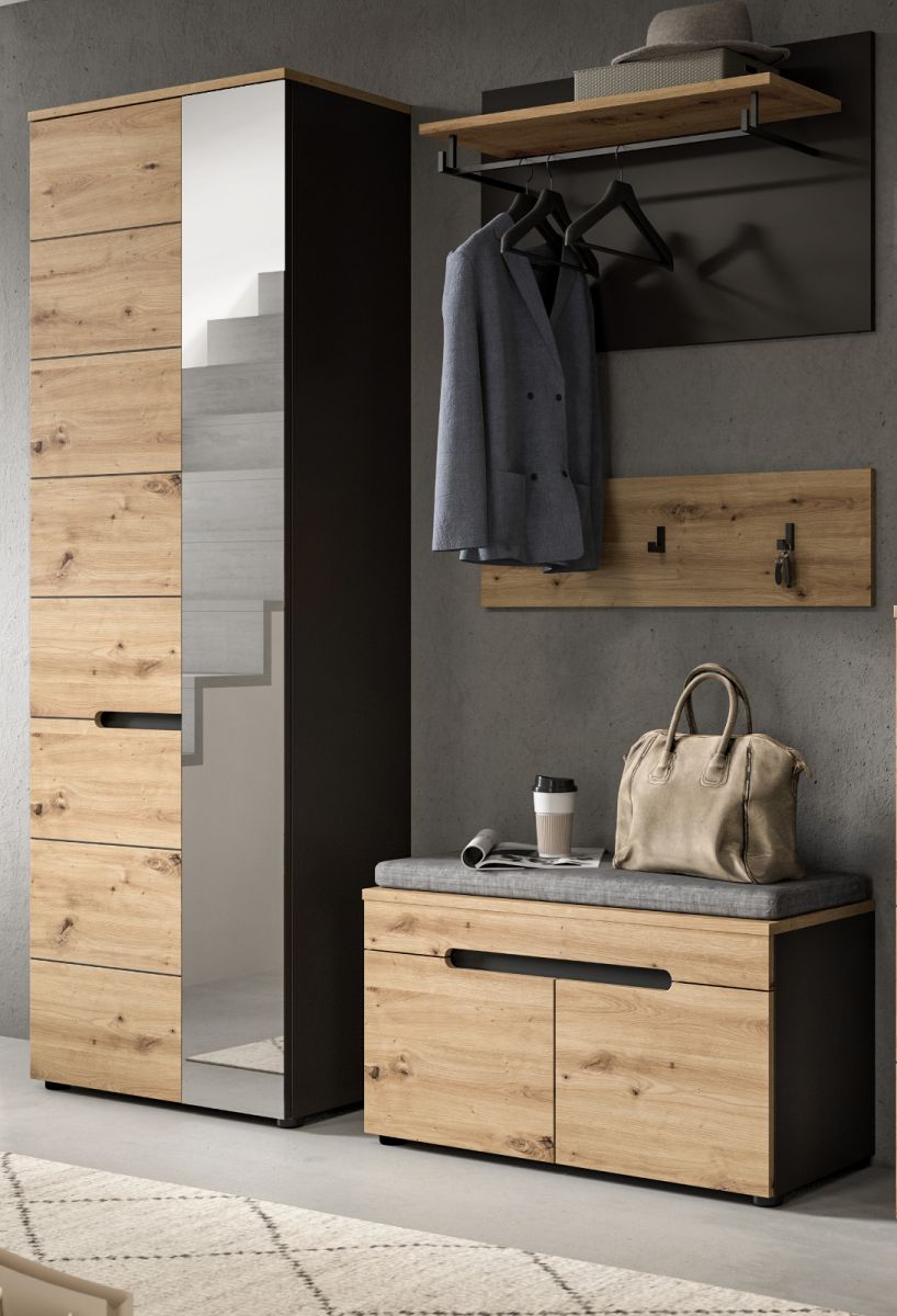 Garderobe Set 4-tlg. Cooper in Eiche und grau 160 cm