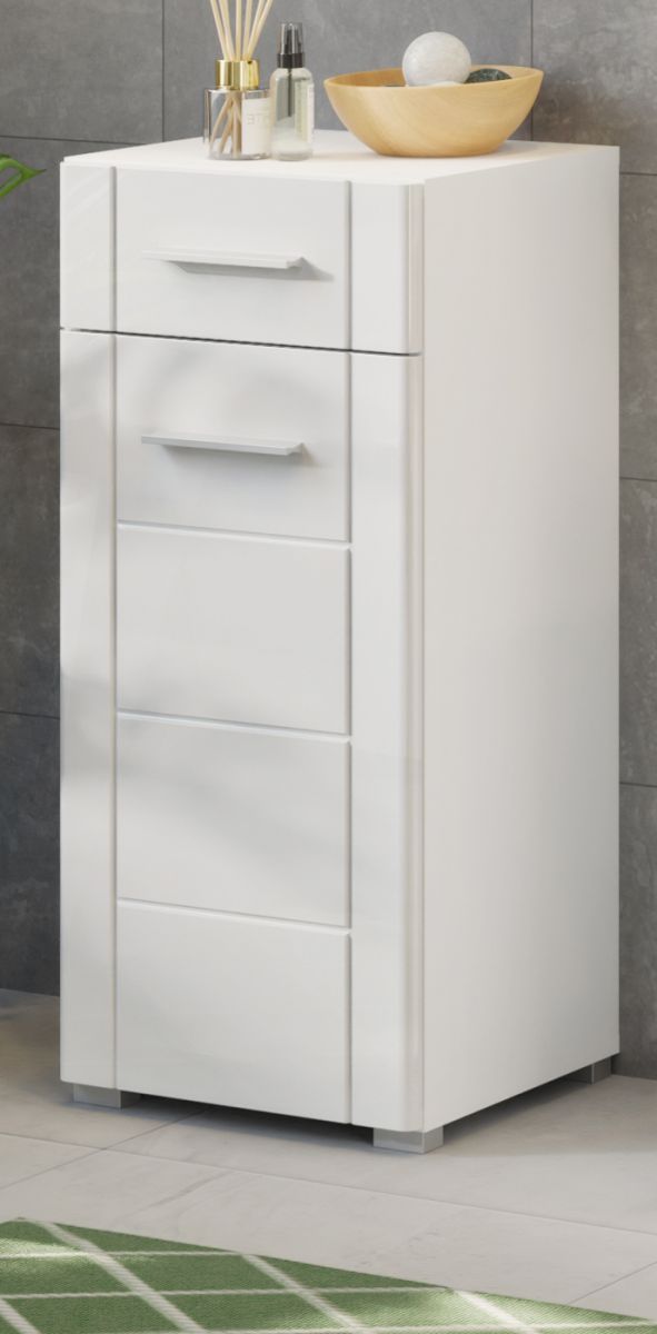 Badezimmer Kommode Valery in weiß Hochglanz 37 x 80 cm