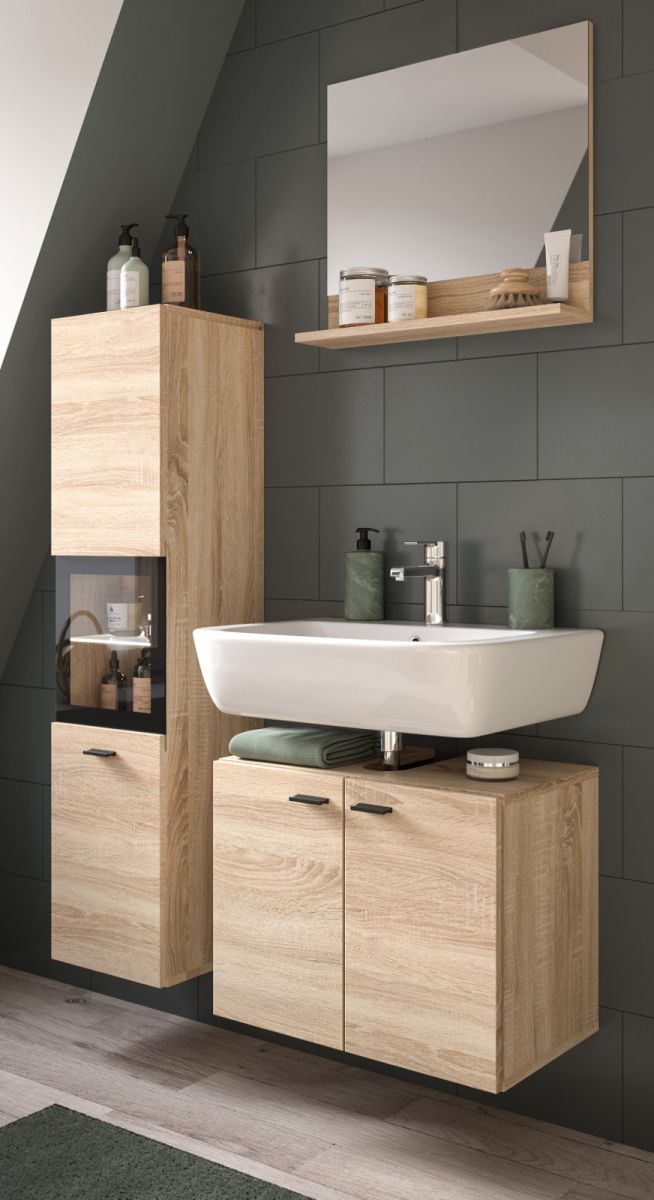 Badmöbel Set Lowell in Eiche 3-teilig 100 cm
