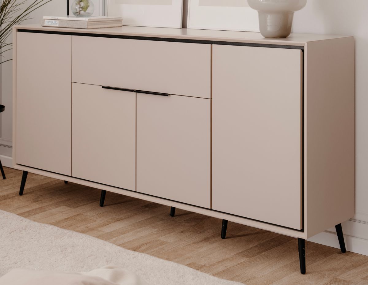 Sideboard Brebbia in sand und schwarz 175 x 90 cm