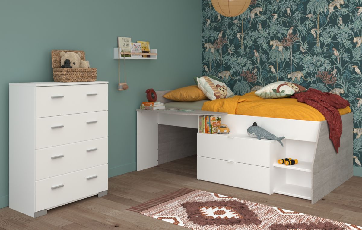 Parisot Kinderzimmer und Jugendzimmer Milky in weiß und grau Loft Set 2-tlg.
