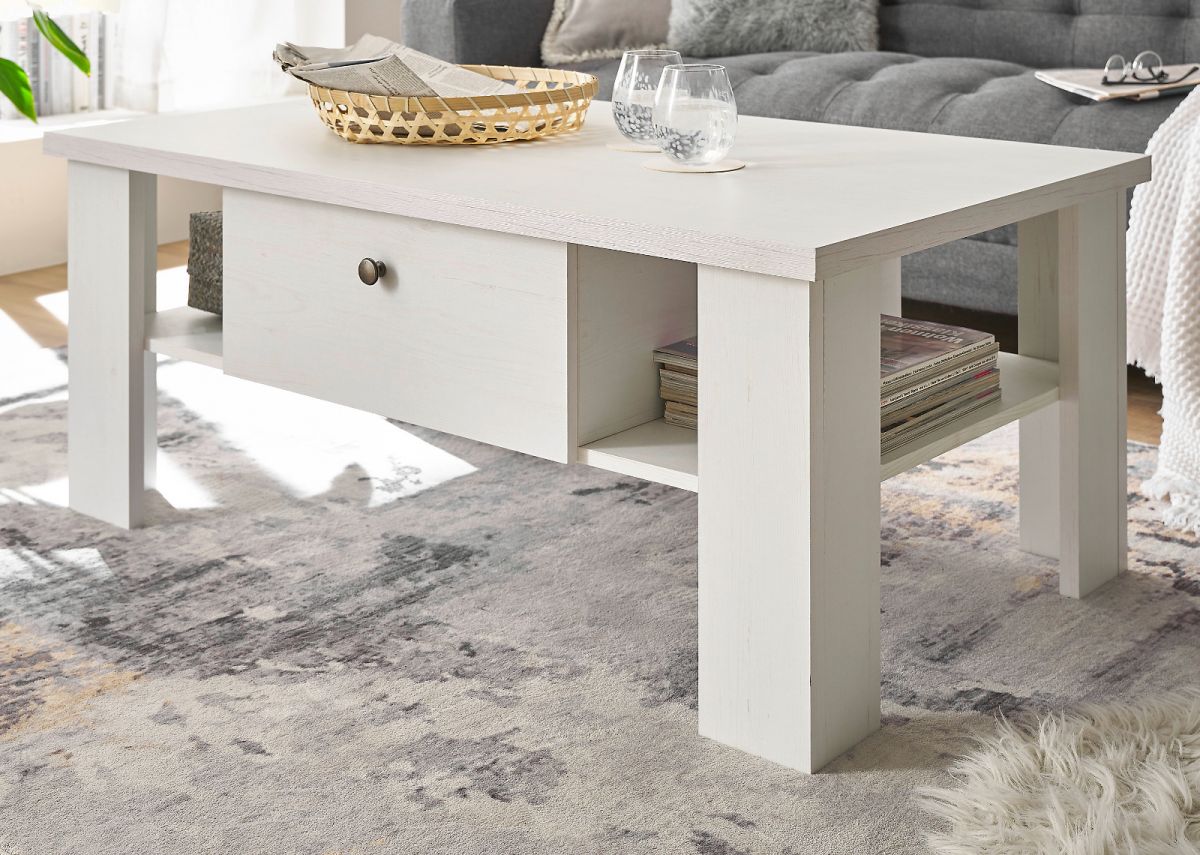 Couchtisch Fiastra in weiß Pinie Landhaus 107 x 67 cm