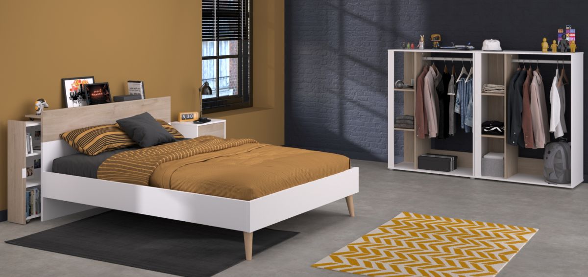 Parisot Kinderzimmer Aalborg in weiß und Eiche Jugendzimmer Set 5-tlg.