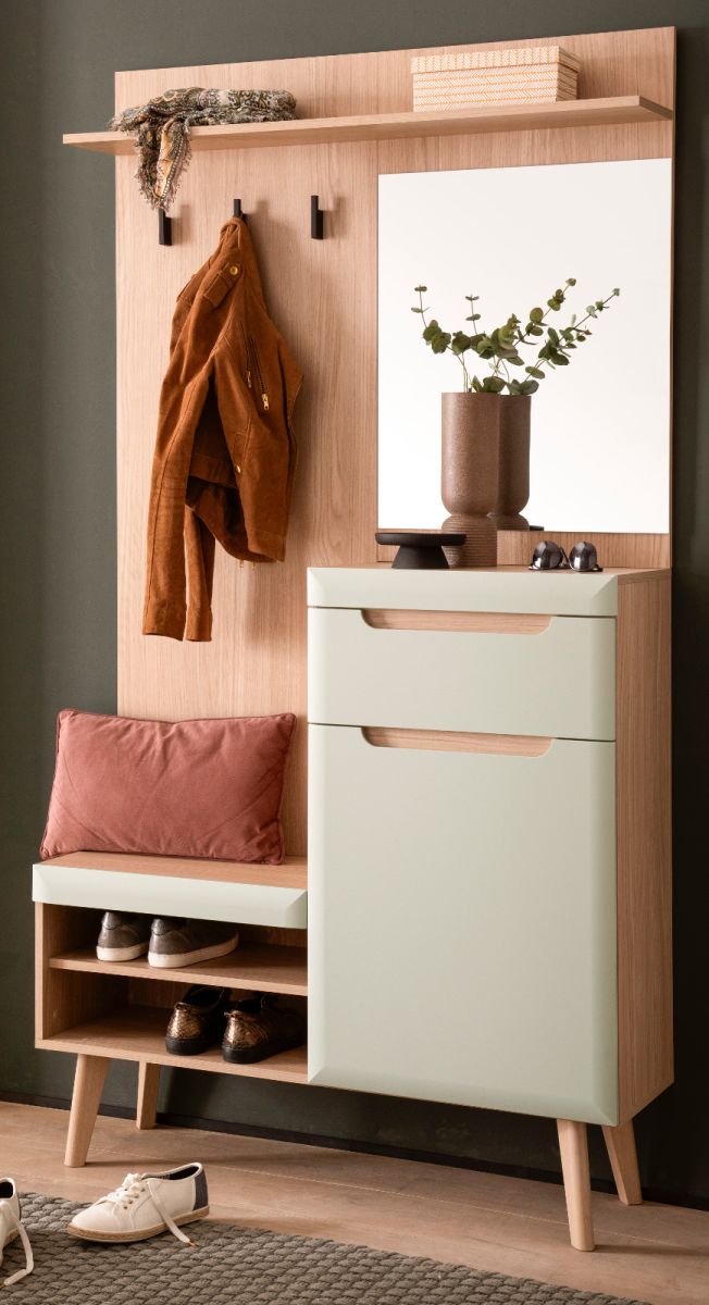 Garderobe Isgard in Pistazie und Eiche 110 cm