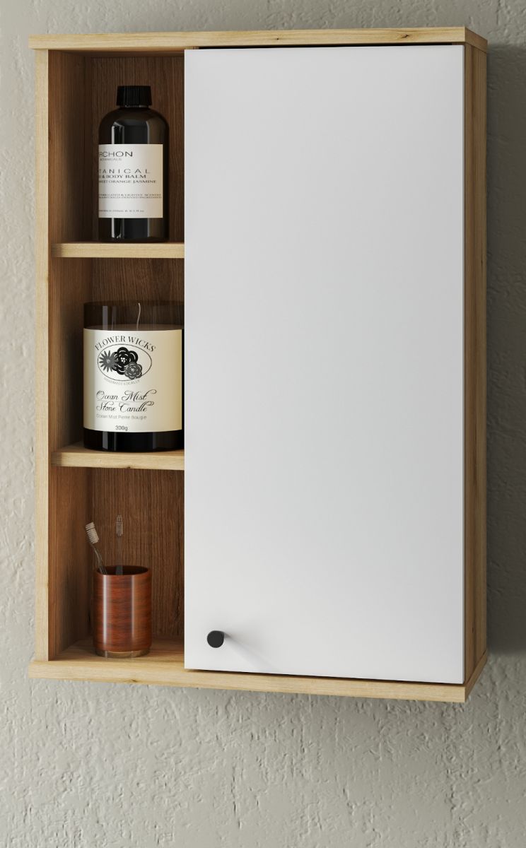 Badezimmer Hängeschrank Torsby in weiß und Eiche 51 x 75 cm
