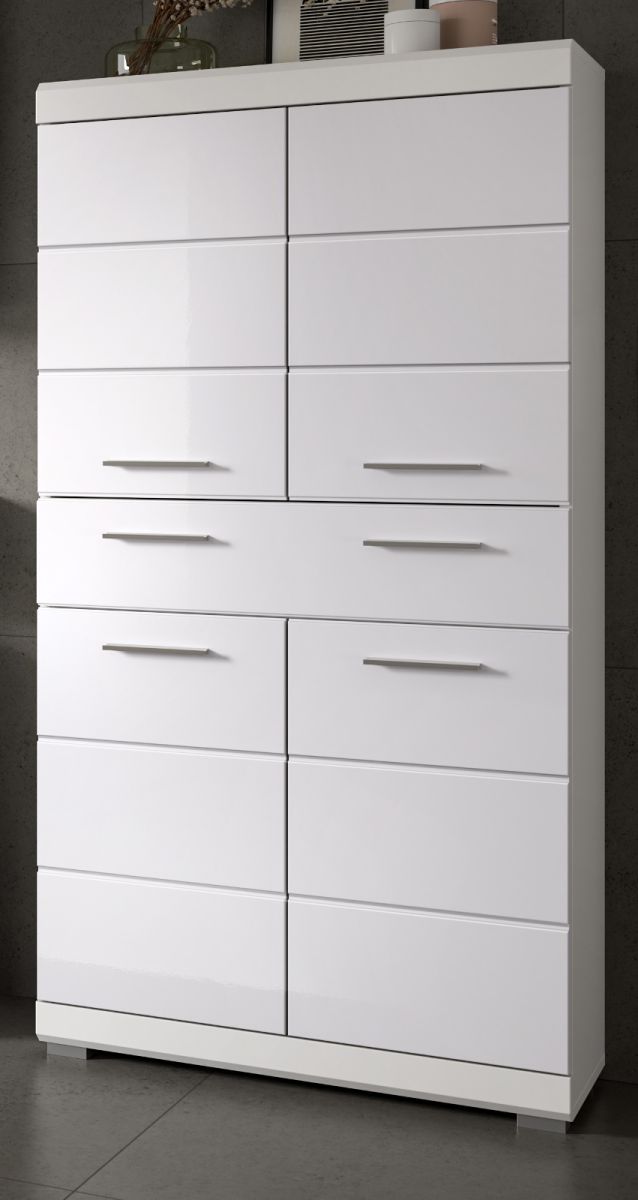 Badezimmer Midischrank Shawn in weiß Hochglanz 74 x 141 cm